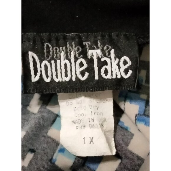 Double Take Womens Blue & Black Patterned Sleeveless Top Size 1X - Picture 6 of 7